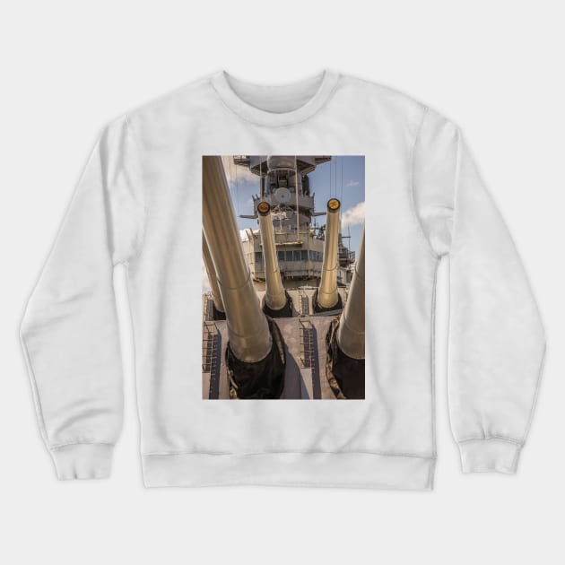 Guns of USS Missouri (BB-63) 2 Crewneck Sweatshirt by KensLensDesigns